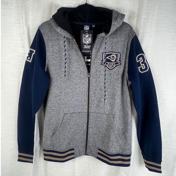 NFL Team Apparel Other - NFL Team Apparel NWT Los Angeles Rams Full Zip Hoodie Grey Navy Blue.Mens Medium